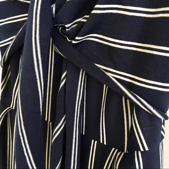 JUMPSUIT Navy Wide Leg Striped Open Back Tie Bow - Picture 7 of 8